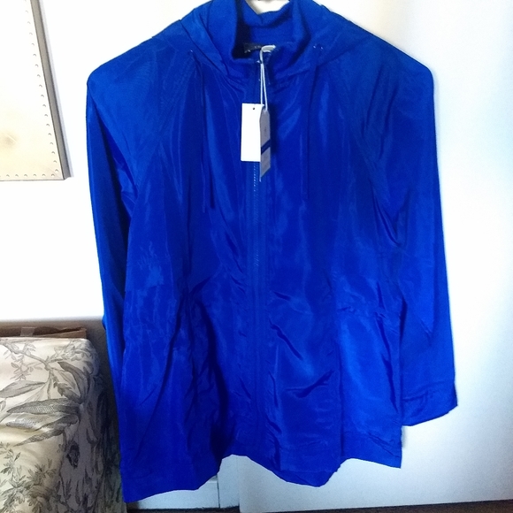 Royal Blue Talbots Hooded Rain Jacket Size Petite Small PS - Picture 10 of 11